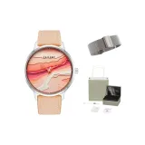 Белый корпус, розовый стальной браслет, набор