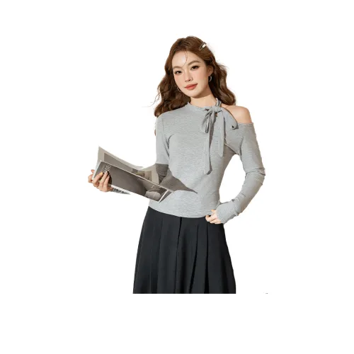 Juden Choi Серый Женские T-рубашки