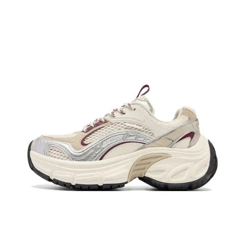 QIAODAN Дышащий и Износостойкий Низкий Топ Повседневная Обувь Женская Бежевая Серый