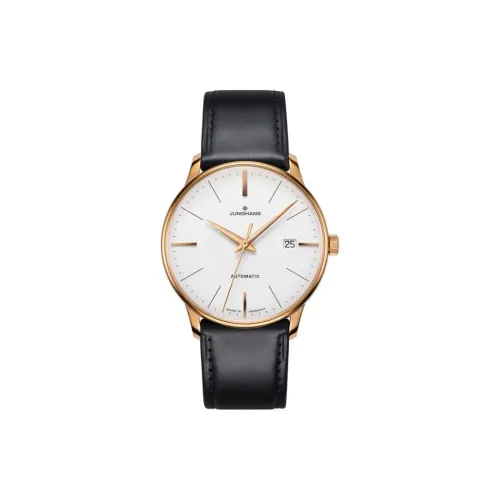 JUNGHANS Автоматический Механический Механизм Женские Часы Белый Циферблат Нержавеющая Сталь Корпус Натуральная Кожа Ремешок