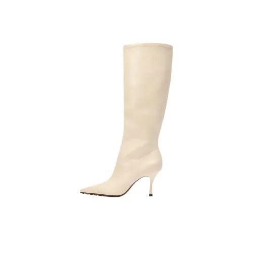 ZARA Колено Высокие сапоги 8 см Женские Белые