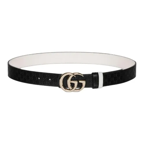 GUCCI Кожаные ремни Унисекс Черный Белый 2,8 см