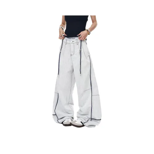 UNA RETA Белый Серый Унисекс Джинсы