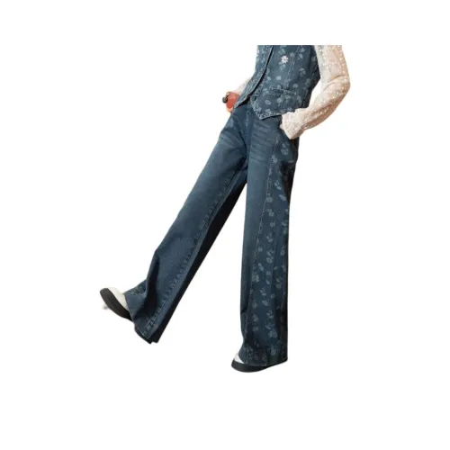 FAWENXIANGZI Blue Women's Jeans FAWENXIANGZI Синий Женские Джинсы