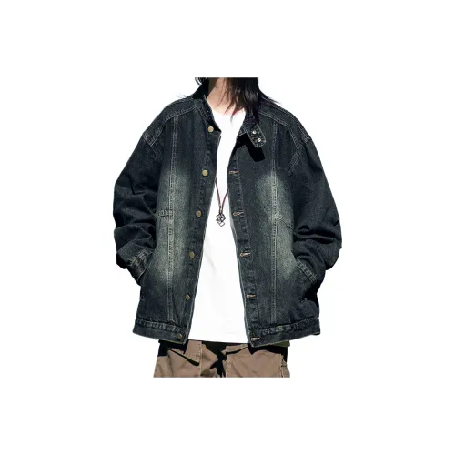 JNJK Синий Черный Унисекс Джинсовые Куртки