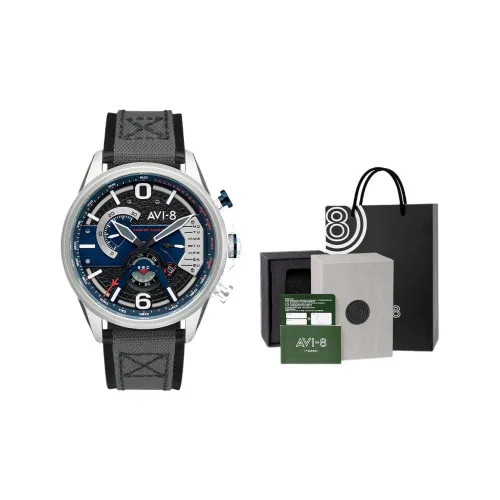 AVI 8 Мужские часы Harrier Fighter II кварцевый механизм 43 мм синий