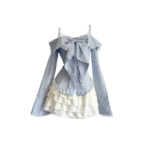 POPO.INFO Синий Женские Комплекты с Юбкой