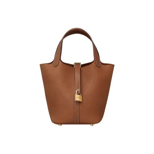 HERMES Picotin Lock BARENIA Faubourg Сумка из кожи Saddle Женская 34 Fauve Светлый Рыжевато-коричневый