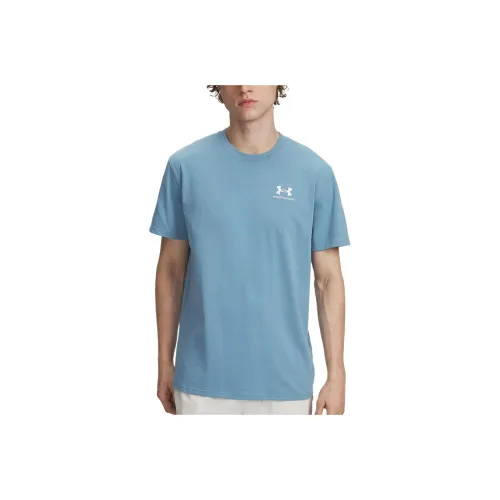 Under Armour Blue Men's T-Shirts Уnder Armour Синий Мужской Т-Рубашки