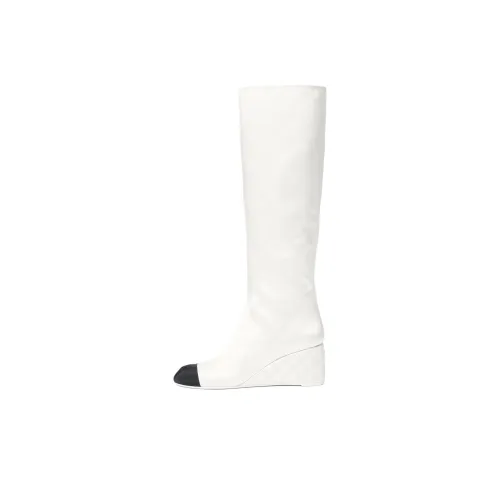 CHANEL 25A Колено Высокие сапоги 6,5 см Женские Белые