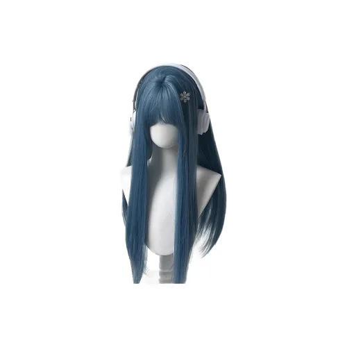 Northward Incline Qi Bangs длинные и прямые серая и синяя женская парик высокая температура пряжа