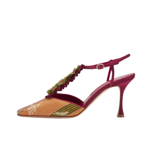 MANOLO BLAHNIK Hebes Узкий каблук Высокие каблуки 9 см Женские Красный