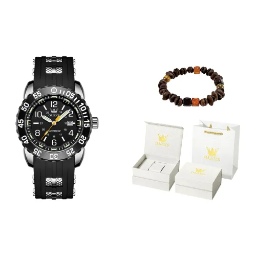 OLEVS Кварцевый механизм силиконовый ремешок мужские часы черный циферблат