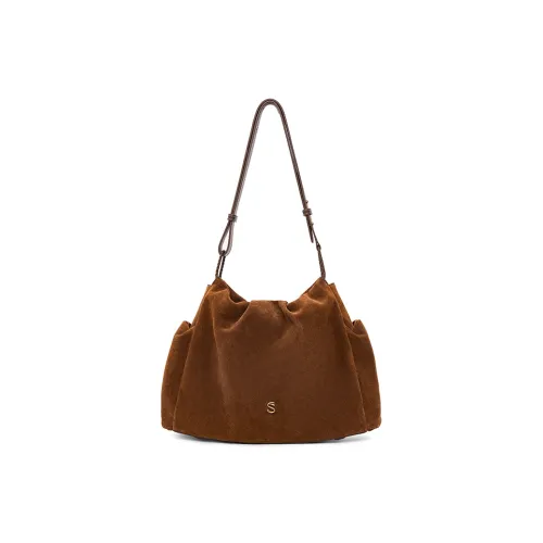 FIEDLE SISSI Full с рельефом окрашенная кожа наппа сумка на плечо большая женская какао-коричневый золотистый лист коричневый