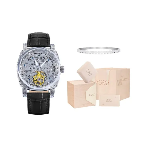 VRQ Faith Series Автоматический Механический Механизм Часы с Естественной Кожей Ремешок Женские Часы с Черепным Циферблатом