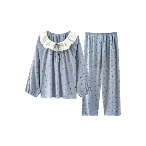 XIAFENYAN Пыльно-синий женский пижамный комплект