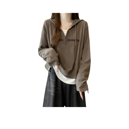 Mu Qingqing Кофе Mock Два предмета Толстовка Женские Толстовки