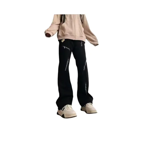 Двойная рыба Ночной черный Унисекс Джинсы