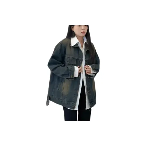 HAPG Ностальгический синий [Модный Новинка Деним Куртка] Женские Куртки