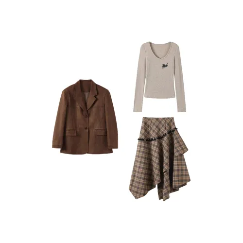 COVT Базовый слой + Юбка + Пальто с эластичным поясом Женские комплекты с юбкой