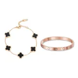 Браслет с четырехлистным клевером + Браслет (1 пара)