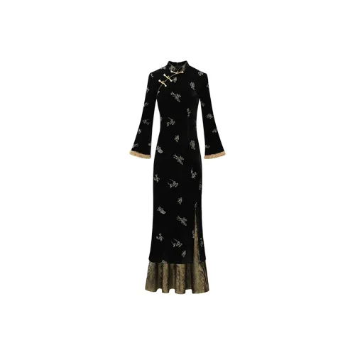 Wbwq Длинное платье с длинными рукавами женское