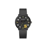 Черный корпус / Белый циферблат / Желтый текст / Черный силиконовый ремешок