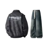 Комплект (черный топ+винтажные синие брюки)