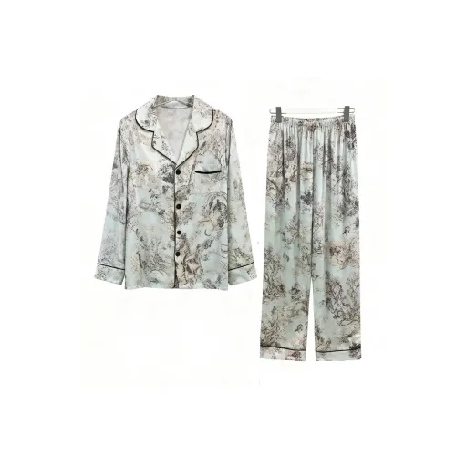 Daiyindie Весна And Осенний Пижама Ледяной шелк Длинный рукав Женские