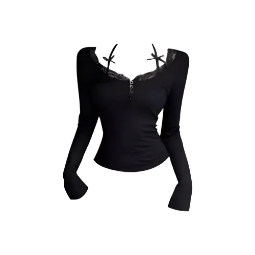 Wang Leshi Черные Женские T-рубашки