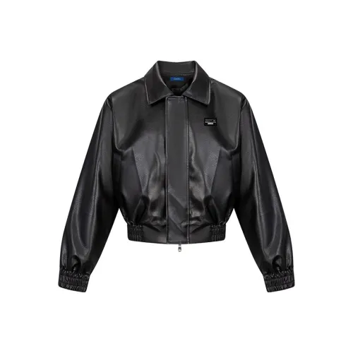 COMOWA Черный с съемным логотипом унисекс кожаные куртки