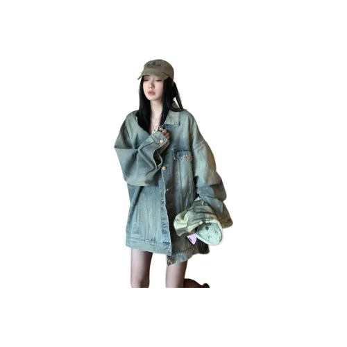 HAPG Промытый деним синий [Американский крой Runs Большой] Женские куртки