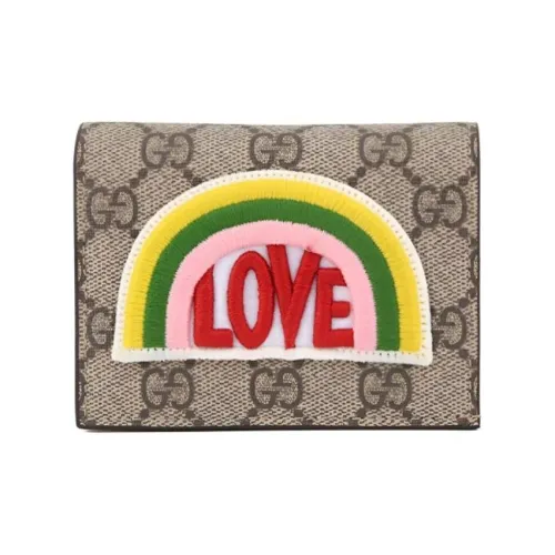 GUCCI Кошелек из ПВХ Держатель для карт Женский Бежевый