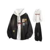 Чёрный + Белый + Чёрный Карго Брюки