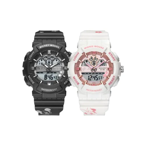 Disney Mickey Series Электронные Механические Часы Силиконовый Ремешок Унисекс Черный Циферблат