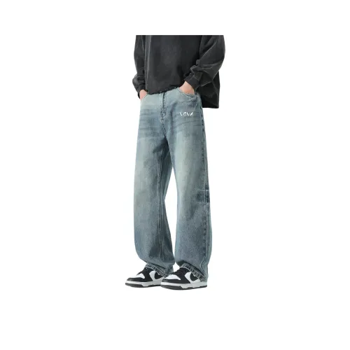 VGVX Light Washed Color Blue Unisex Jeans VGVX Светло-выпранный цвет синий унисекс джинсы