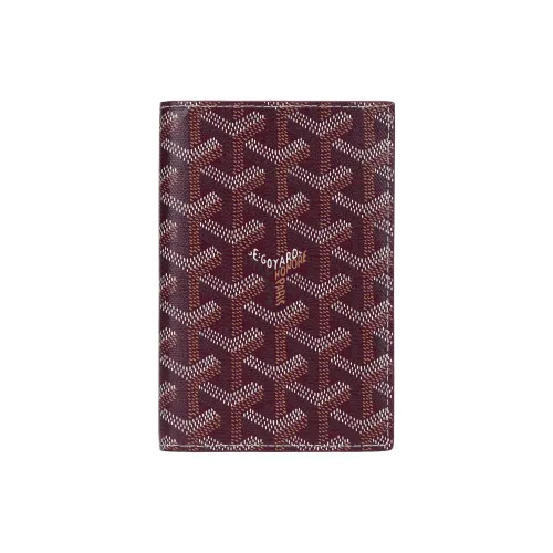GOYARD Grenelle Холстер для паспорта из холста и телячьей кожи унисекс бордовый