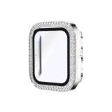 Серебряный, блестящий страз, двойная строка, ромб, закаленное стекло, защита экрана, встроенный чехол