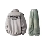 Комплект одежды (Серый топ + Желтые грязные штаны)