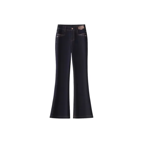 Буткат Джинсы Женские Spring and Autumn 2025 Драпированный Ультра Стильный Винтаж Облегающий крой Прямой крой Брюки