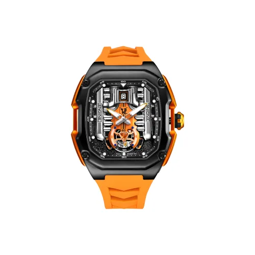 SVJ Sports Car Engine Collection Кварцевый механизм Резиновый ремешок Часы Мужские часы Черный циферблат