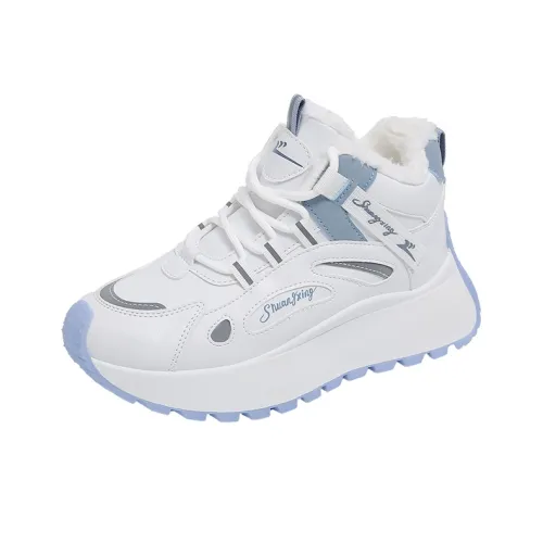 Binary Термический Увеличение Высота Высокий Топ Утепленная Обувь Женская Белая Синяя