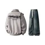 Комплект одежды (Серый топ + Винтажные синие штаны)