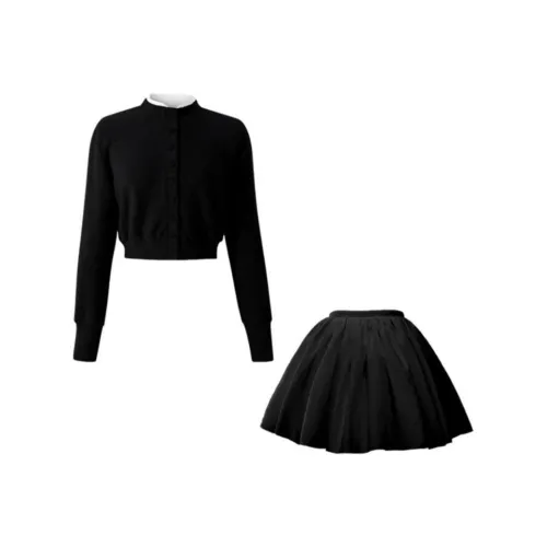 Dippanis Черный топ + Юбка Женские Комплекты с юбкой