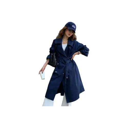 NANING9 Темно-синий тренч для женщин