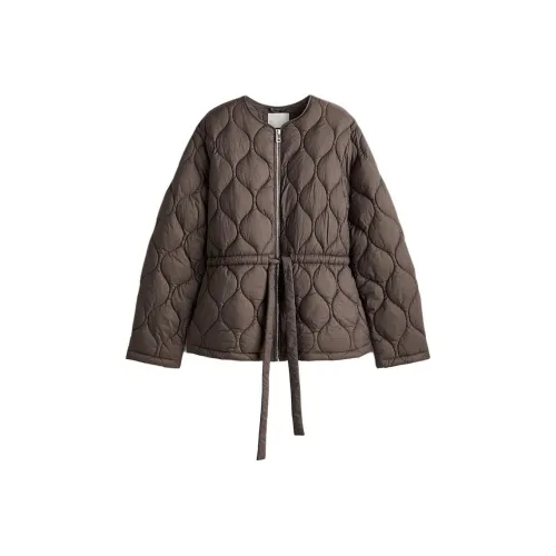 H M Темно-серый коричневый умбра женские пуховики