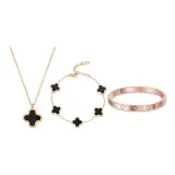 Кулон в виде четырехлистного клевера + браслет + браслет (комплект одежды)