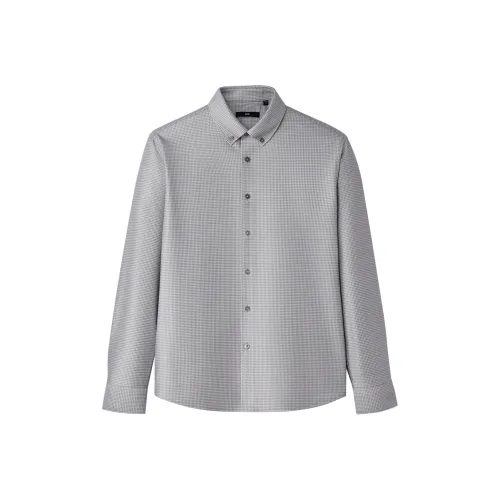HLA Светло-серый клетчатый узор V3 Мужские рубашки