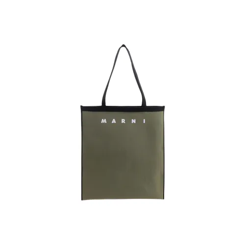MARNI Логотип Сумка через плечо Мужская Темно-оливковый Зеленый и Черный Белый
