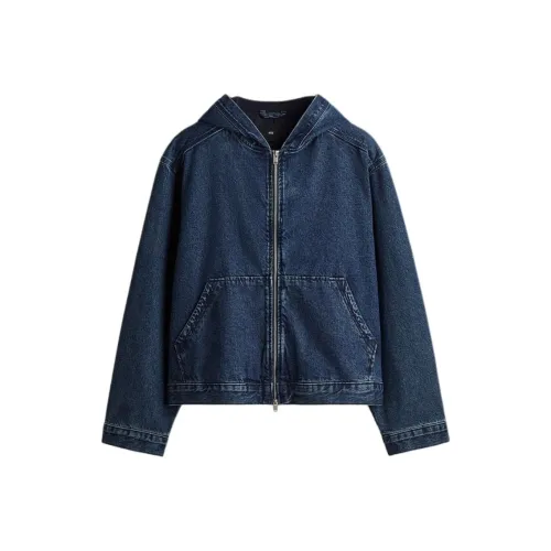 H M Темный деним синий мужской джинсовый куртка